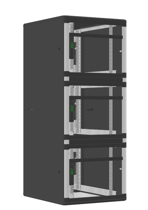 ENOC S1 CX Serverskab 19". 3x12 HE Perforeret front Sort