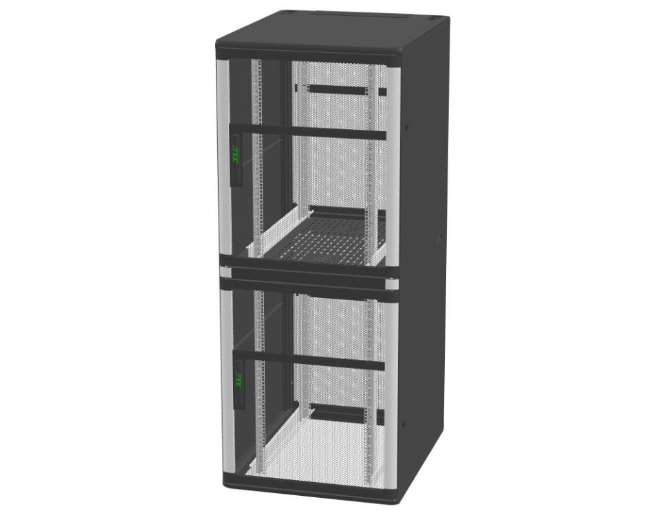 ENOC S1 CX Serverskab 19". 2x22 HE Perforeret front Sort