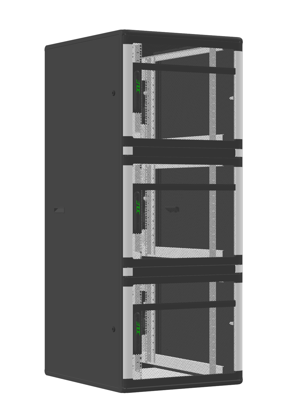ENOC S1 CX Serverskab 19". 4x14 HE Perforeret front Sort
