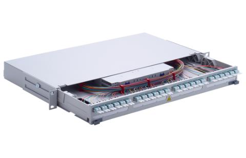 RdM 1HE Unirack2 ODF 24xLC duplex, tomt, Grå