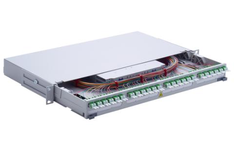 RdM 1HE Unirack2 ODF 12xLC Duplex PC SM, Grå - Komplet (Pre fix) DIN farvekode