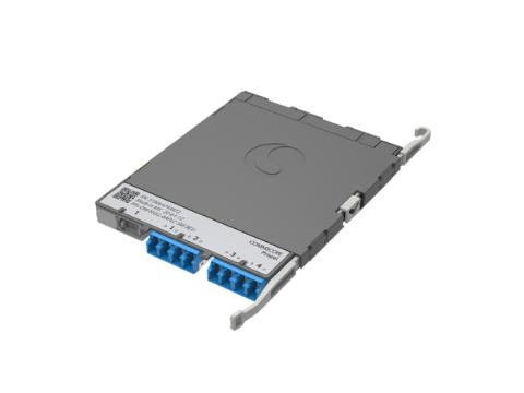 CommScope Propel ULL Singlemode MPO-08 front facing breakout module, 4 duplex LC/UPC to 1X8f MPO/APC pinned, Method B Enhanced