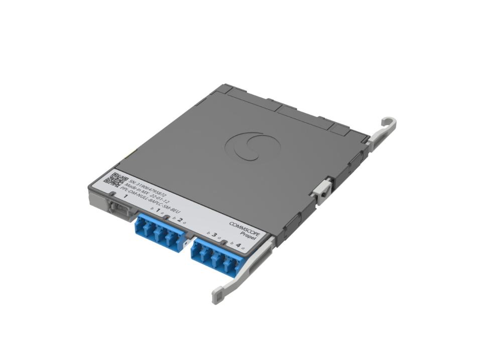 CommScope Propel ULL Singlemode MPO-08 front facing breakout module, 4 duplex LC/UPC to 1X8f MPO/APC pinned, Method B Enhanced