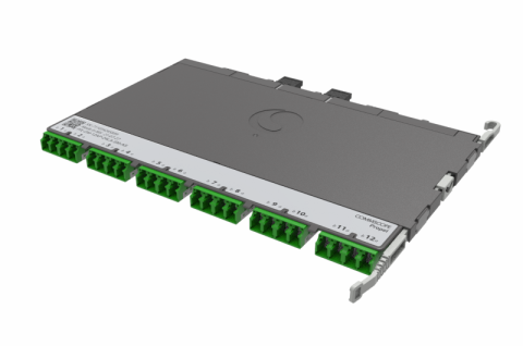 CommScope Propel ULL Singlemode MPO-12 Distribution Module, 12 duplex LC/APC to 2X12f MPO/APC pinned, Method A Straight