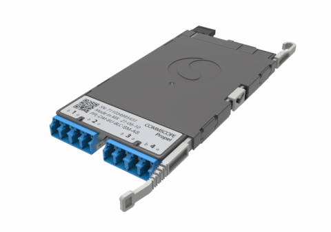 CommScope Propel ULL Singlemode MPO-08 Distribution Module, 4 duplex LC to 1X8f MPO/APC pinned Method A Straight