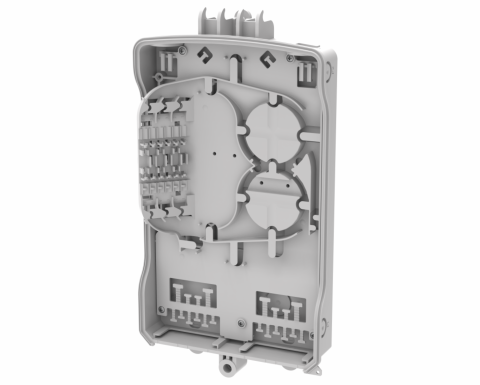 CommScope IFEB-10 Splidseboks med 3 SE kort, hovedkabelforsegling og 12x5 drop forsegling. RAL 9010 (UL 94 V0 rated)
