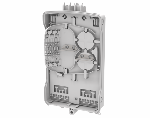 CommScope IFEB-10 Splidse-/patchboks LC/UPC Incl. 4 pigtails/adaptors, 1 SE kort, hovedkabelforsegling og dropkabelforsegling 12x5mm RAL 9010 (UL 94 V0 rated)