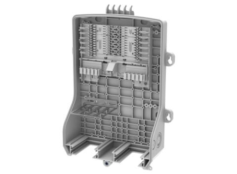 CommScope IFEB-30 Splidse-/patchboks LC/APC Incl. 48 pigtails/adaptors, 12 SLE kort, feeder kabelforsegling 2x15 og dropkabelforsegling 24x7mm RAL 9010 (UL 94 V0 rated)