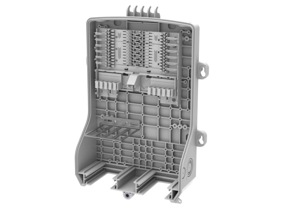 CommScope IFEB-30 Splidse-/patchboks LC/APC Incl. 48 pigtails/adaptors, 12 SLE kort, feeder kabelforsegling 2x15 og dropkabelforsegling 24x7mm RAL 9010 (UL 94 V0 rated)