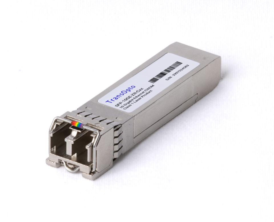 TransOpto SFP+, 10GBase-LR, DDM, 80km CWDM 1611 nm, 25dB, SM, Cisco
